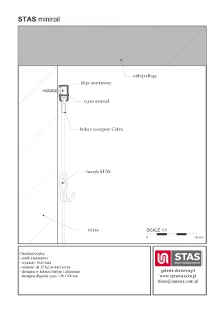 STAS Minirail - wąska i mocna szyna do wieszania obrazów – zdjęcie 12