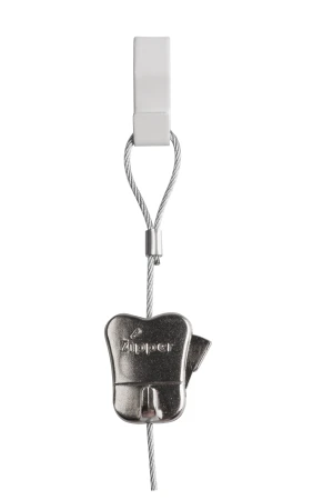 j-rail s-haak wit met lus staalkabel + zipper