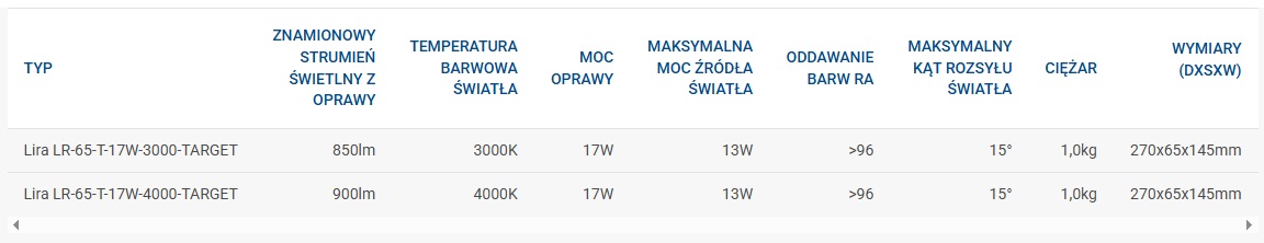 Target - specyfikacja